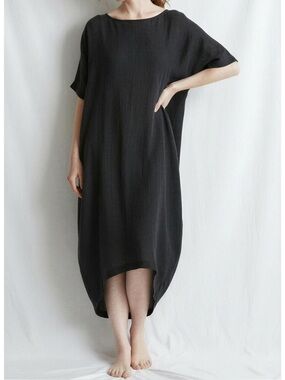 BLACK CRANE Pleated Cocoon Dress, Navy, XS